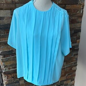 Elegant Vintage Blue Women's Pleated Top Lyn Diana